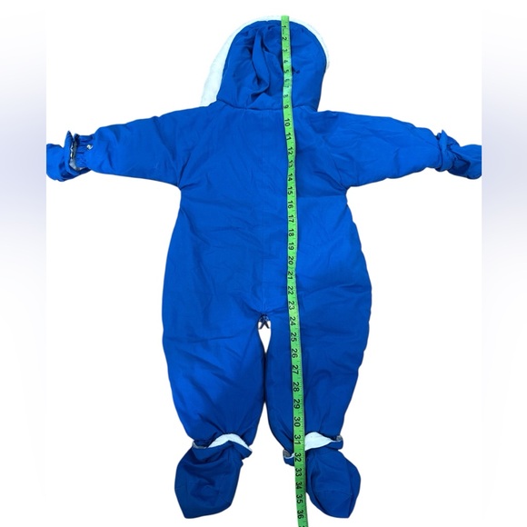 BRIGHTSIDE 12 MONTHS ✨ VINTAGE infant Blue Hooded Snowsuit with Mittens like new - Picture 2 of 3